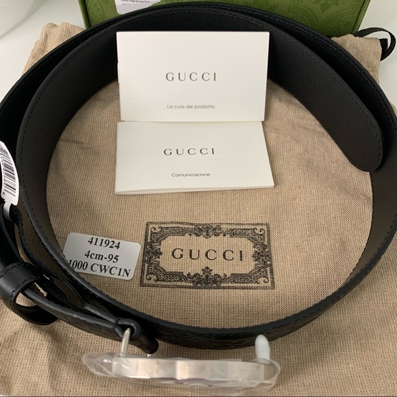 Gucci Signature Leather Belt Black Men’s 95 - Picture 15 of 16